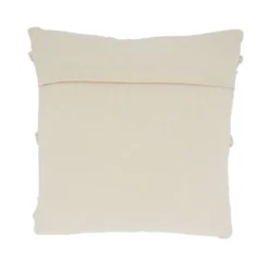 18"x18" Diamond Design With Pom-Poms Square Throw Pillow Cover Ivory - Saro Lifestyle