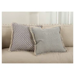 20"x20" Canberra Fringed Moroccan Throw Pillow Navy - Saro Lifestyle