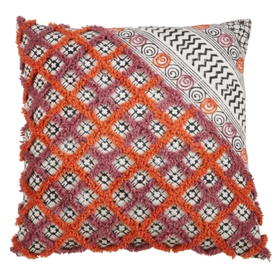 Saro Lifestyle Block Print Embroidered Decorative Pillow Cover 3 Saro Lifestyle Block Print Embroidered Decorative Pillow Cover - Image 3