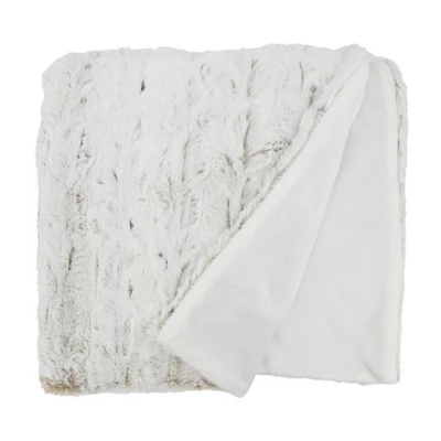 50"x60" Soft Serenity Faux Fur Throw Blanket Natural - Saro Lifestyle 2 50"x60" Soft Serenity Faux Fur Throw Blanket Natural - Saro Lifestyle - Image 2