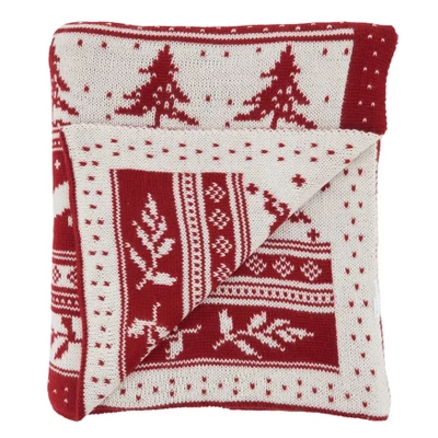 50"x60" Christmas Sweater Design Throw Blanket Red - Saro Lifestyle 1 50"x60" Christmas Sweater Design Throw Blanket Red - Saro Lifestyle