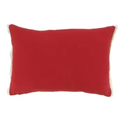 Saro Lifestyle Plaid Sleigh Decorative Pillow Cover, Red, 12"x18"