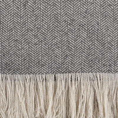 Gray Herringbone Pattern Fringe Throw Blankets (50"x60") - Saro Lifestyle 2 Gray Herringbone Pattern Fringe Throw Blankets (50"x60") - Saro Lifestyle - Image 2