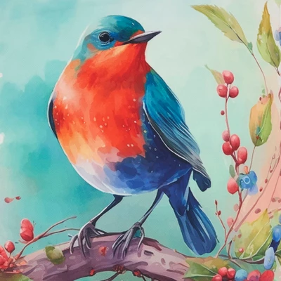 Saro Lifestyle Charming Perched Bird Outdoor Pillow With Poly Fill, 18"x18", Multicolored 2 Saro Lifestyle Charming Perched Bird Outdoor Pillow With Poly Fill, 18"x18", Multicolored - Image 2