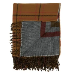 50"x60" Reversible Plaid Throw Blanket Rust - Saro Lifestyle