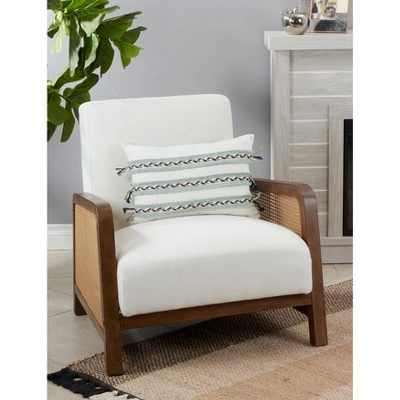 Saro Lifestyle Braided Cord Applique Decorative Pillow Cover, Blue, 12"x18" 1 Saro Lifestyle Braided Cord Applique Decorative Pillow Cover, Blue, 12"x18"