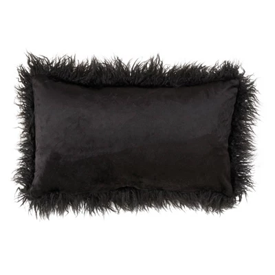 Poly Filled Faux Mongolian Fur Throw Pillow - Saro Lifestyle 1 Poly Filled Faux Mongolian Fur Throw Pillow - Saro Lifestyle