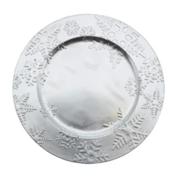 Saro Lifestyle Snowflake Design Christmas Holiday Decorative Charger Plate - Set Of 4 Pcs
