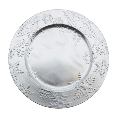 Saro Lifestyle Snowflake Design Christmas Holiday Decorative Charger Plate - Set Of 4 Pcs 1 Saro Lifestyle Snowflake Design Christmas Holiday Decorative Charger Plate - Set Of 4 Pcs