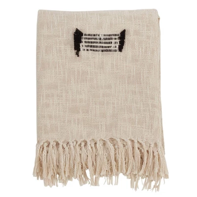 50"x60" Cotton Throw Blanket With Fringed Lines - Saro Lifestyle 5 50"x60" Cotton Throw Blanket With Fringed Lines - Saro Lifestyle - Image 5