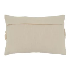 Saro Lifestyle Floral Appliqué Throw Pillow With Poly Filling, Natural, 14" X 23"