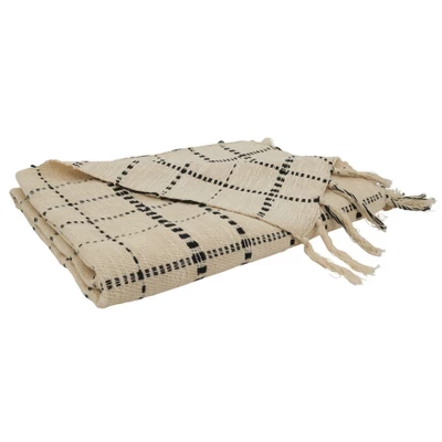 Saro Lifestyle Cotton Throw With Dashed Box Stitch Design 2 Saro Lifestyle Cotton Throw With Dashed Box Stitch Design - Image 2