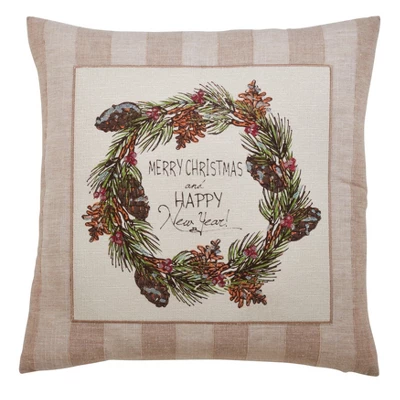 Saro Lifestyle Merry Christmas And Happy New Year Down Filled Pillow 3 Saro Lifestyle Merry Christmas And Happy New Year Down Filled Pillow - Image 3