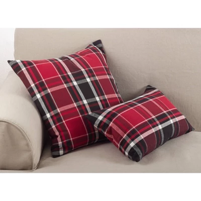 12"x20" Jarret Plaid Pillow Down Filled Red - SARO Lifestyle 2 12"x20" Jarret Plaid Pillow Down Filled Red - SARO Lifestyle - Image 2