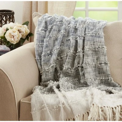 Saro Lifestyle Color Block Throw, 50x60 Inches, Blue 4 Saro Lifestyle Color Block Throw, 50x60 Inches, Blue - Image 4