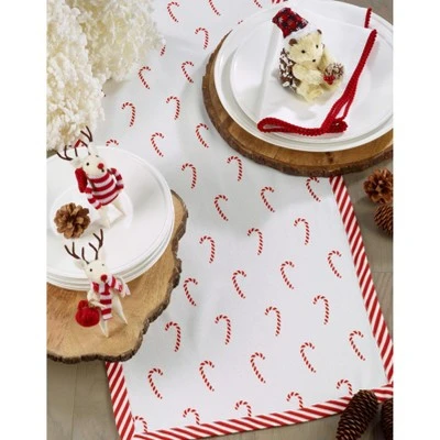 Saro Lifestyle Christmas Table Runner With Candy Cane Border 2 Saro Lifestyle Christmas Table Runner With Candy Cane Border - Image 2