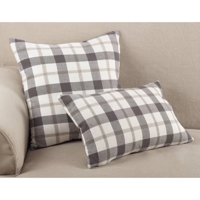 Plaid Down Filled Throw Pillow Gray - Saro Lifestyle 2 Plaid Down Filled Throw Pillow Gray - Saro Lifestyle - Image 2