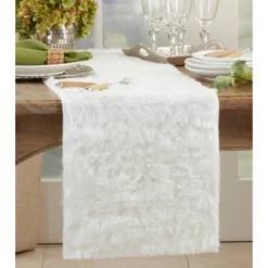 72"x15" Faux Fur Table Runner White - Saro Lifestyle 6 72"x15" Faux Fur Table Runner White - Saro Lifestyle -Winter Glow Store GUEST 8dc8a352 2441 44b0 a669 052449748d4a