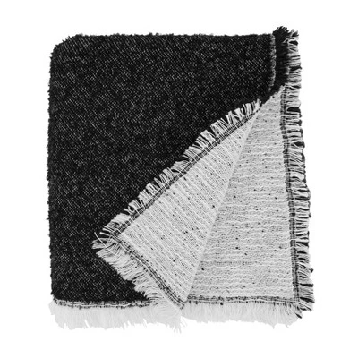 50"x60" Versatile Chic Reversible Fringe Throw Blanket Black - Saro Lifestyle 2 50"x60" Versatile Chic Reversible Fringe Throw Blanket Black - Saro Lifestyle - Image 2