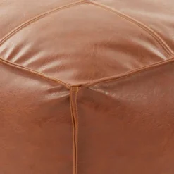 Saro Lifestyle Vintage Inspired Faux Leather Patchwork Pouf, 18"x18"x16", Brown 4 Saro Lifestyle Vintage Inspired Faux Leather Patchwork Pouf, 18"x18"x16", Brown -Winter Glow Store GUEST 8e68799c a2f6 4809 b323 72aa4efb8adc