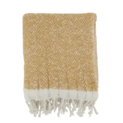 Saro Lifestyle Chic Faux Mohair Herringbone Fringed Throw -Winter Glow Store GUEST 8ed29079 e91b 4748 a07b 09b4ca568a60