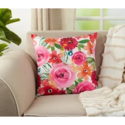 Saro Lifestyle Santa Monica Floral Decorative Pillow Cover, Multi, 18" -Winter Glow Store GUEST 8ef1c39e 1178 4010 bac8 bbcd34993910