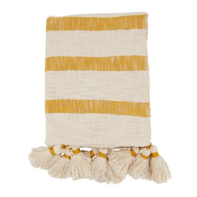 50"x60" Luxe Striped Tassel Throw Blanket - Saro Lifestyle 5 50"x60" Luxe Striped Tassel Throw Blanket - Saro Lifestyle - Image 5