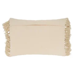 Saro Lifestyle Fringe Haven Outdoor Poly Filled Throw Pillow, 16"x24", Beige