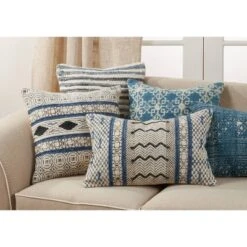 16"x24" Oversized Boho Rug Style Cotton Lumbar Throw Pillow Cover Blue - Saro Lifestyle -Winter Glow Store GUEST 8fbf3a2d f2ac 424f b9ab a9581ffbdebd