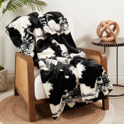Saro Lifestyle Faux Fur Cow Hide Throw 2 Saro Lifestyle Faux Fur Cow Hide Throw - Image 2