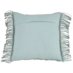 18" Macramé Diamond Print Pillow Down Filled Mint - SARO Lifestyle