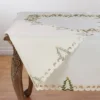Saro Lifestyle 67"x67" Christmas Tree Square Tablecloth Ivory