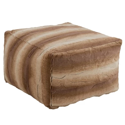 Saro Lifestyle Floor Pouf With Animal Print Faux Fur Design 6 Saro Lifestyle Floor Pouf With Animal Print Faux Fur Design - Image 6