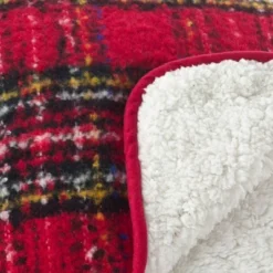 50"x60" Sevan Faux Mohair Design Throw Blanket Red - Saro Lifestyle: Cozy Plaid Acrylic, Machine Washable -Winter Glow Store GUEST 9264392c 1780 4f0f b406 9393ed5fa544