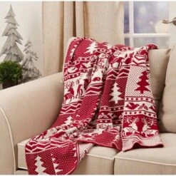 50"x60" Reindeer And Christmas Tree Knit Throw Blanket Red - Saro Lifestyle 5 50"x60" Reindeer And Christmas Tree Knit Throw Blanket Red - Saro Lifestyle -Winter Glow Store GUEST 955a8fd7 a8d8 4a59 9f19 eb2629a0416d