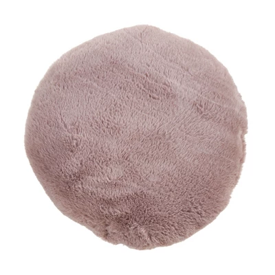 Saro Lifestyle Round Throw Pillow With Faux Rabbit Fur 5 Saro Lifestyle Round Throw Pillow With Faux Rabbit Fur - Image 5