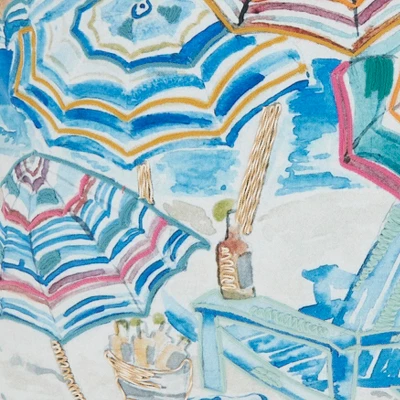 Saro Lifestyle Vibrant Outdoor Beach Umbrellas Poly Filled Pillow, 20"x20", Multicolored 2 Saro Lifestyle Vibrant Outdoor Beach Umbrellas Poly Filled Pillow, 20"x20", Multicolored - Image 2