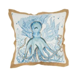 Saro Lifestyle Whimsical Outdoor Octopus Poly Filled Pillow, 18"x18", Blue -Winter Glow Store GUEST 991e1b2f ffc9 444f 86aa 67eaf439b754