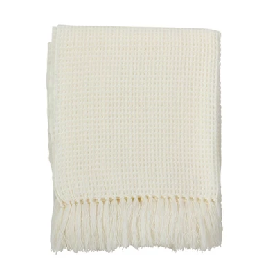50"x60" Throw Blanket Off White - Saro Lifestyle: Cozy Polyester Basket Weave, Hand Washable 1 50"x60" Throw Blanket Off White - Saro Lifestyle: Cozy Polyester Basket Weave, Hand Washable