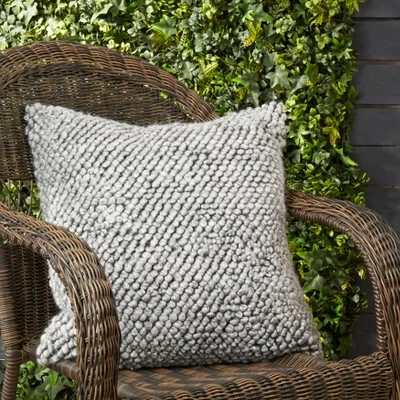 Saro Lifestyle Outdoor Oasis Tufted Poly Filled Throw Pillow, Gray, 20"x20" 2 Saro Lifestyle Outdoor Oasis Tufted Poly Filled Throw Pillow, Gray, 20"x20" - Image 2