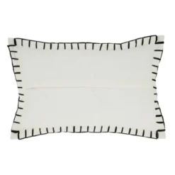 12"x20" Oversize Minimalist Chic Chunky Whip Stitch Down Filled Lumbar Throw Pillow White - Saro Lifestyle