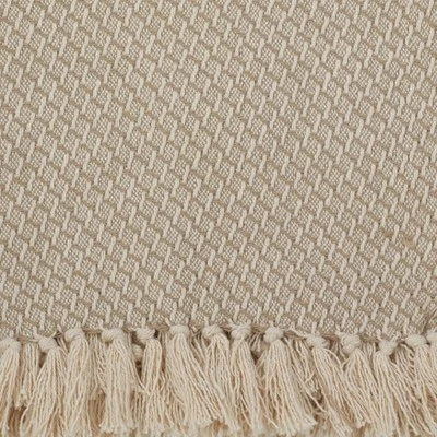 50"x60" Classic Tassel Trim Throw Blanket Beige - Saro Lifestyle 1 50"x60" Classic Tassel Trim Throw Blanket Beige - Saro Lifestyle