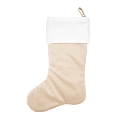 Saro Lifestyle Traditional Cheer Christmas Tree Stocking, 20", Beige 1 Saro Lifestyle Traditional Cheer Christmas Tree Stocking, 20", Beige