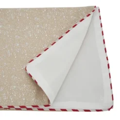 16" X 72" Foil Print Candy Cane Piping Runner Silver - SARO Lifestyle: Traditional Holiday Table Decor, Fits 36" To 48" Tables