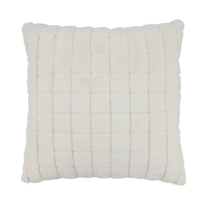 18"x18" Structured Snuggles Grid Faux Rabbit Fur Square Throw Pillow Ivory - Saro Lifestyle 3 18"x18" Structured Snuggles Grid Faux Rabbit Fur Square Throw Pillow Ivory - Saro Lifestyle - Image 3