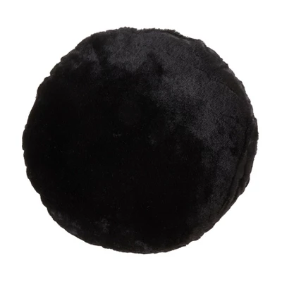 Saro Lifestyle Round Throw Pillow With Faux Rabbit Fur 4 Saro Lifestyle Round Throw Pillow With Faux Rabbit Fur - Image 4