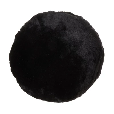 Saro Lifestyle Round Throw Pillow With Faux Rabbit Fur 1 Saro Lifestyle Round Throw Pillow With Faux Rabbit Fur