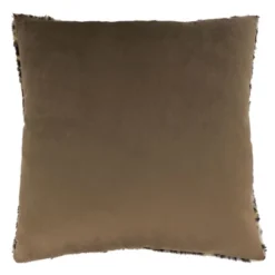 Saro Lifestyle Cheetah Print Faux Fur Decorative Pillow Cover, Brown, 22"