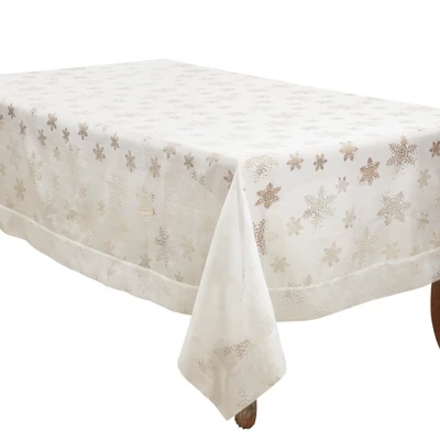 Saro Lifestyle Christmas Tablecloth With Burnout Snowflakes 5 Saro Lifestyle Christmas Tablecloth With Burnout Snowflakes - Image 5