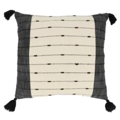 Oversize Tassels And Striped Throw Pillow Cover - Saro Lifestyle